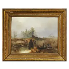 Giulio Gorra, Coppia Di Paesaggi Con Figure, oil on canvas