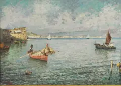 Marina by Fausto Pratella, oil on canvas, offered Mar 2020