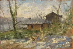 Romitaggio by Leonardo Bazzaro, oil on panel, offered Mar 2020