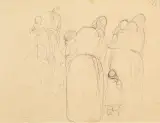 Gruppo Di Madri by Lorenzo Viani, ink on paper, offered Mar 2020
