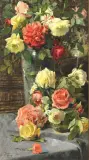 Carlo Coppedè, Natura Morta Con Vaso Di Rose, oil on canvas