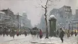 Augusto Radice, Città Innevata, oil on card telato
