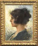 Cesare Tropea, Profilo Di Fanciulla, oil on canvas applicata on cardboard