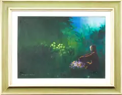 Eliano Fantuzzi, Figura Femminile E Fiori, oil on canvas