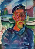 Fischer von Helgoland by Conrad Felixmüller, 1924, Aquarell auf Schoellershammer-Karton, sold Jun 2018