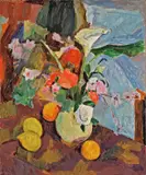 Hans Purrmann, Blumenvase und Zitronen