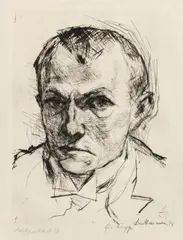 Selbstbildnis by Max Beckmann, 1914, Kaltnadel auf Velin, sold May 2013