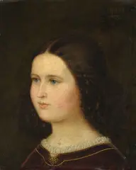 Ludwig Emil Grimm, Friederike Grimm (1833-1914), genannt Ideke, die Tochter des Malers, knappes Brustbild im Halbprofil, Um 1843, Öl auf Leinwand