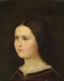 Ludwig Emil Grimm, Friederike Grimm (1833-1914), genannt Ideke, die Tochter des Malers, knappes Brustbild im Halbprofil, Um 1843, Öl auf Leinwand