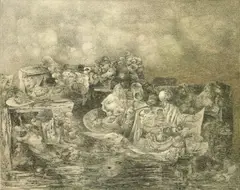 Vorabend by Richard Oelze, 1958, Öl auf Leinwand, sold Nov 2009