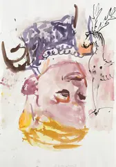 Georg Baselitz, Ohne Titel, 1997, Gouache und Tusche über Bleistift auf Papier