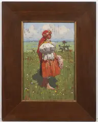 Joža Uprka, Girl from Mařatice, Around 1915, oil on wood