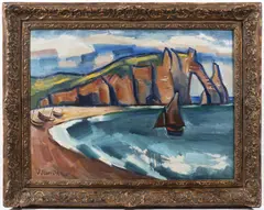 Jan Slavíček, Cliffs in Étretat, 1928, oil, canvas
