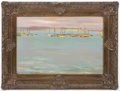 Karel Špillar, Ships on a Sea, 1932, oil on cardboard