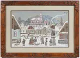 Josef Lada, Snowfall, 1943, pencile, gouache, cardboard