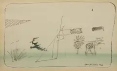 Kamil Lhoták, Race Track, 1944, indian ink, watercolour, paper