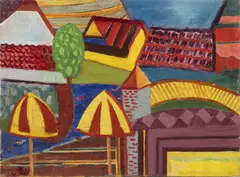 Vojta Nolč, Garden Restaurant, Around 1958, oil, canvas