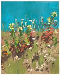 Fairfield Porter, Flowers on a Bank, 1969, oil on board