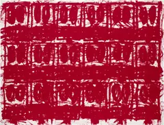 Rashid Johnson, Untitled Anxious Red Drawing, 2020, oilstick on cotton rag