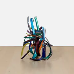 John Chamberlain, SMILE CODE, 2003, painted and chromium-plated steel