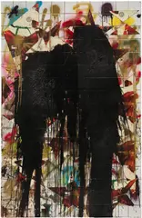 Rashid Johnson, Seven Stars, 2015, white ceramic tile, black soap, wax, vinyl and spray paint