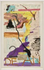 Julian Schnabel, 2 Dean, 1987, oil and paper collage on found map, in artist's chosen frame