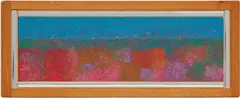 George Morrison, Cerulean Shadows. Approaching Night (Red Rock Variation: Lake Superior Landscape), 1994, acrylic on canvas on board, in artist's frame