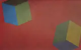Sol LeWitt, Wall Drawing #635: A tilted form with color ink washes superimposed, on each of two walls, color wash ink