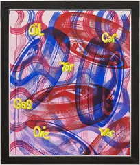 Kenny Scharf, Rollinalong, 1991, acrylic, oil and silkscreen ink on canvas with mineral paper, in aluminum artist's frame