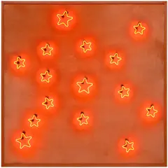 Alex Da Corte, Sewn To The Sky (Aquarius), 2019, neon, velvet, hardware and sequin pins, in artist's frame