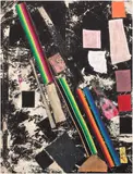 Sterling Ruby, BC (3627), 2012, collage, paint, bleach, glue and found textiles on wood