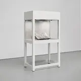 Michal Rovner, Ovesh, 2004, steel vitrine with glass and stone and DVD video projection