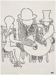 William Copley, Feasting a Fawning Parasite, or Glutting a Harlot's Purse; from "The Song of the Wage Slave", 1994, ink and graphite on paper