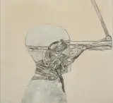 Nancy Grossman, Blunderbuss, 1973, oil graphite and paper collage on paper
