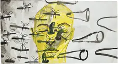 Francesco Clemente, Autoritratto sonore, 1985, watercolor and pastel on paper