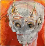 Huma Bhabha, Untitled, 2022, ink, acrylic, pastel and paper collage on paper