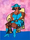 Tschabalala  Self, At Home - Lady in Blue in Sunroom