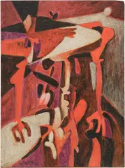 Oswaldo Vigas, Arácnida II, 1974, acrylic on cardstock laid down on wood