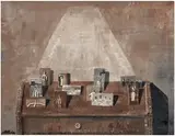 Ignacio Iturria, Wood chess with 11 objects, 1995, oil on canvas