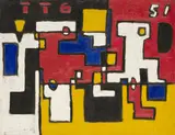 Francisco Matto, Constructivo con dos figuras, 1951, oil on Masonite