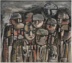 José Gurvich, Hombres con reloj, 1957–1958, oil on canvas