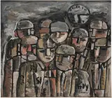 José Gurvich, Hombres con reloj, 1957–1958, oil on canvas