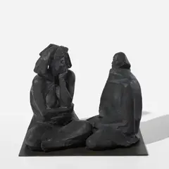 Francisco Zúñiga, Dos mujeres sentada, 1978, patinated bronze