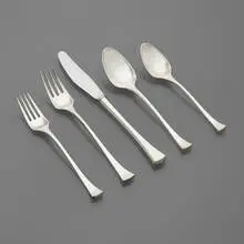 Kristine flatware service by Karl Gustav Hansen, c. 1960, sterling silver, sold Nov 2022