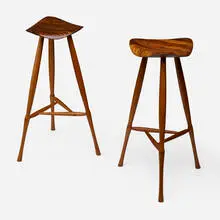 Karl Seemuller, Stools, set of two, c. 1975, hickory, zebrawood