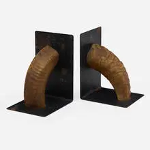 Carl Auböck III, Bookends model 4773, pair, 1958, horn, enameled steel