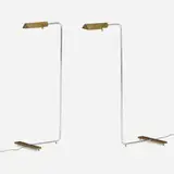 Cedric Hartman, Floor lamps, pair, c. 1975, brass, aluminum, acrylic