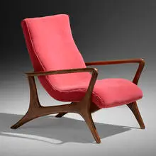 Vladimir Kagan, Custom Contour lounge chair, walnut, upholstery