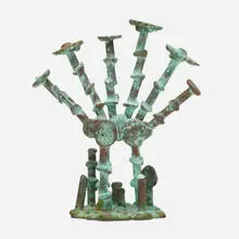 Trumpet Plants by Klaus Ihlenfeld, 1995, oxidized phosphor bronze and copper, sold Nov 2022