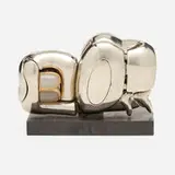 Mini Zoraida by Miguel Ortiz Berrocal, 1969-1970, nickel-plated zamak, brass ring with moonstone, acrylic, sold Nov 2022